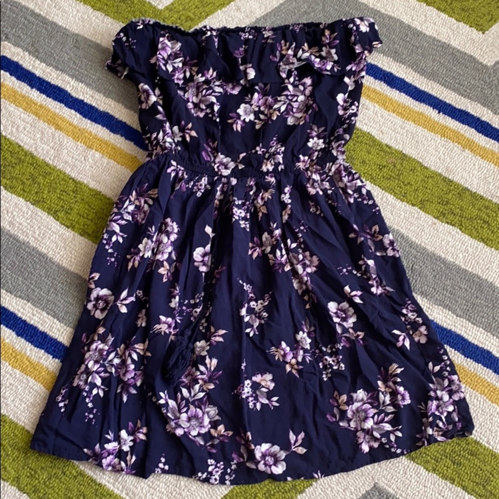 Blue with purple flower dress